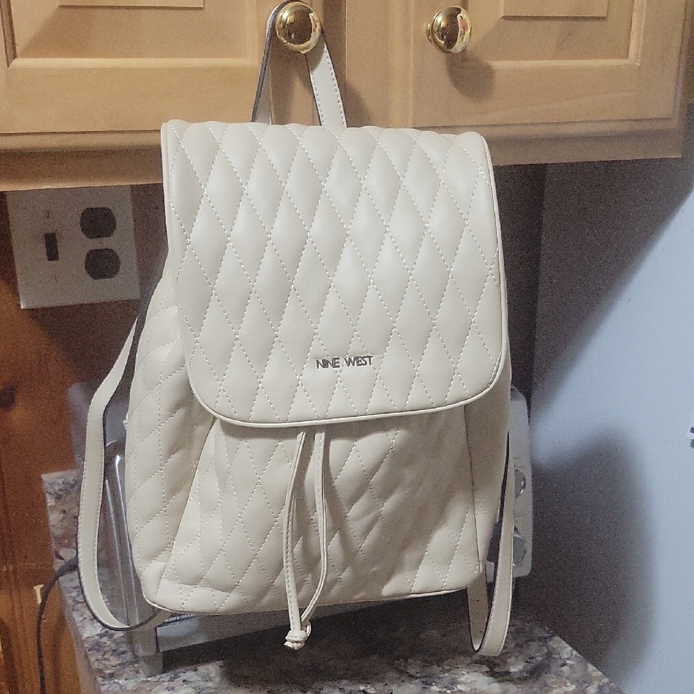 Nine West Cream Quilted Backpack